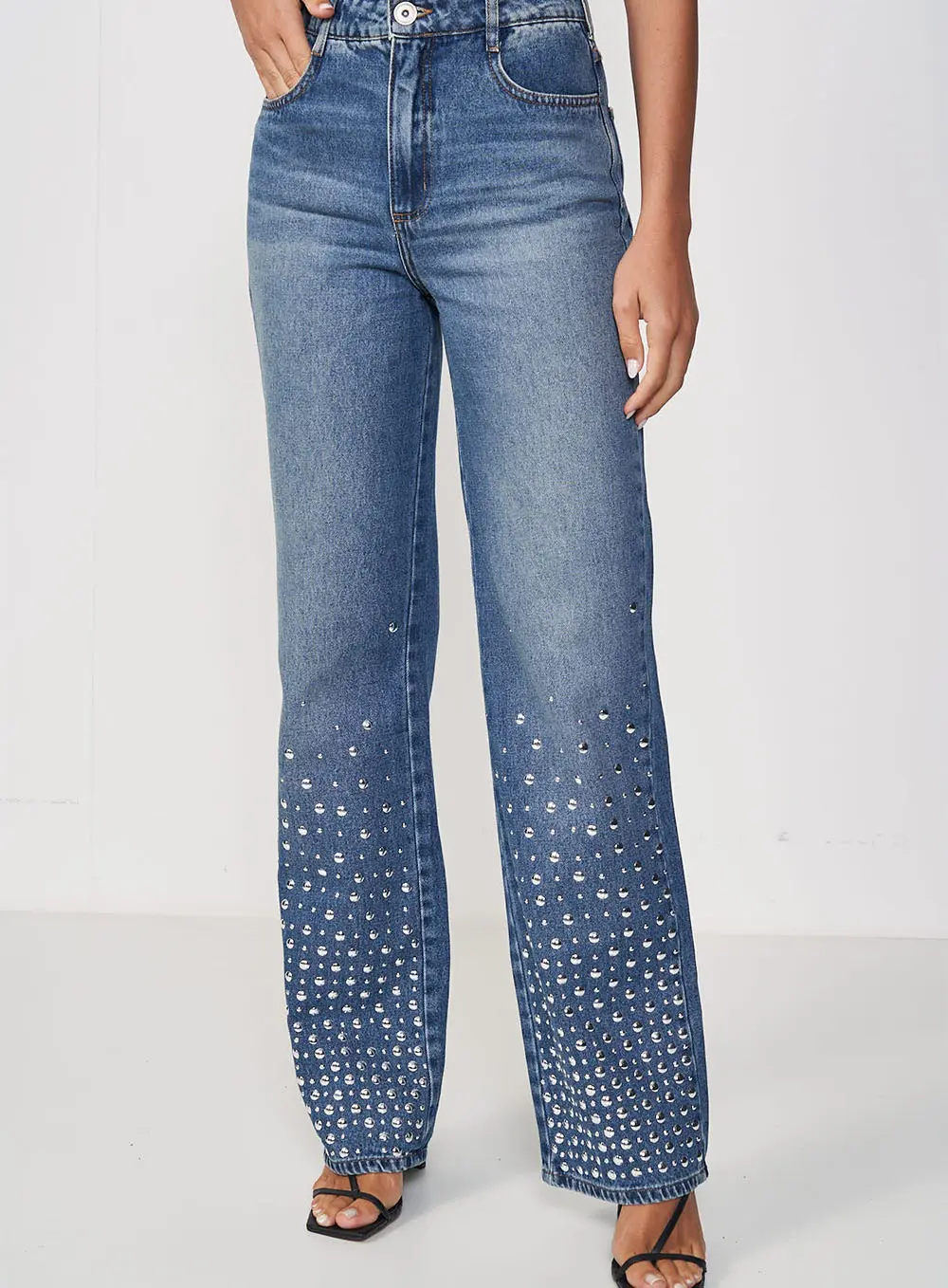 Calça Feminina Jeans Com Aplicação - Juliette Índigo