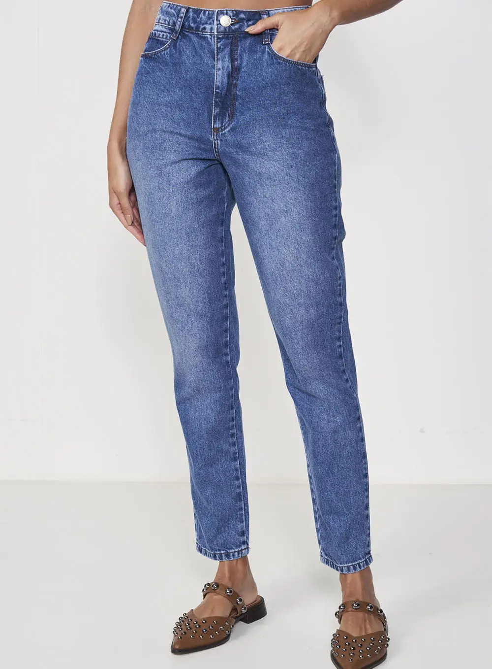 Calça Jeans Mom Fit Aura Vintage Índigo
