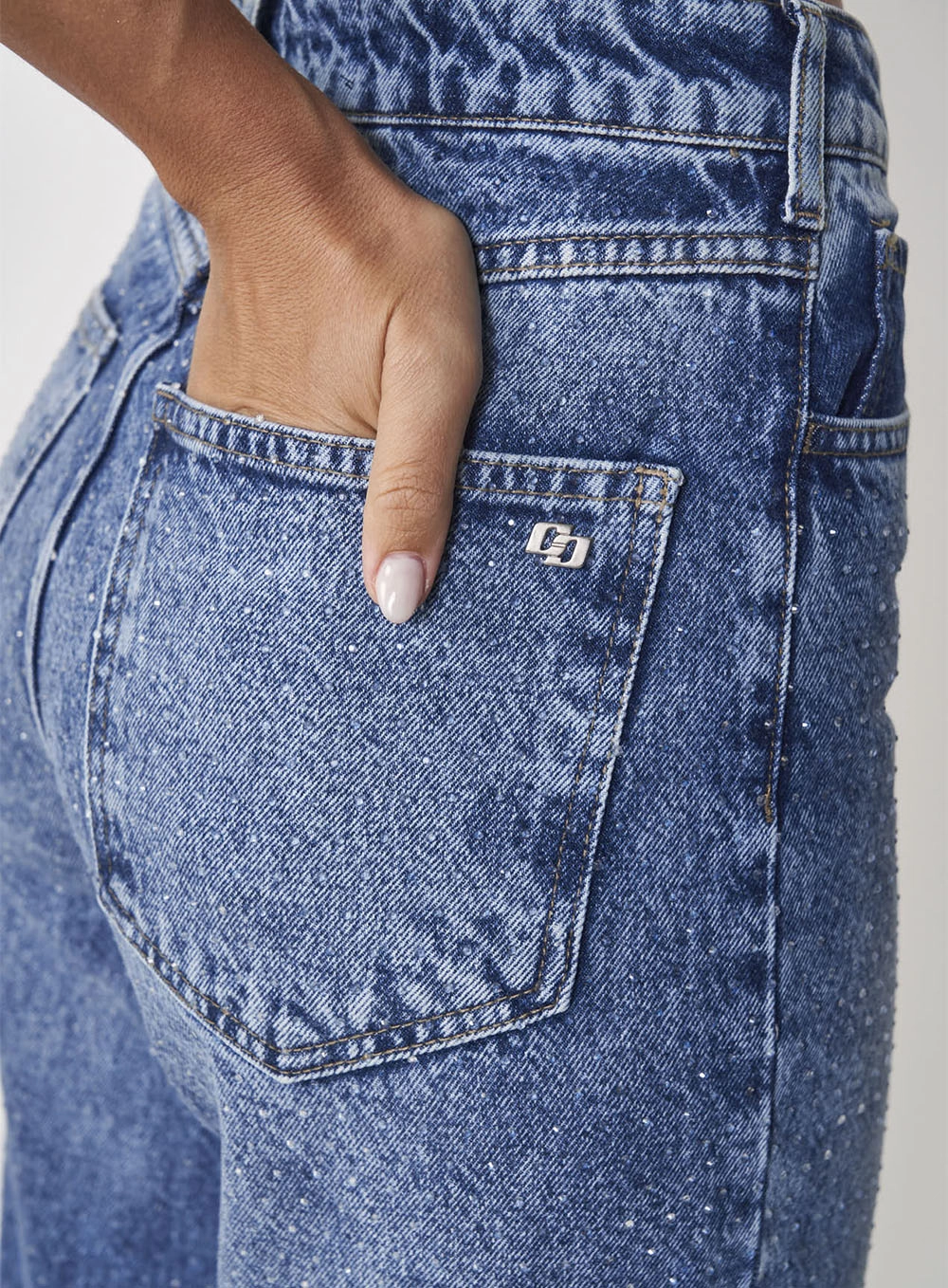 Calça Feminina Jeans Com Aplicação - Juliette Índigo