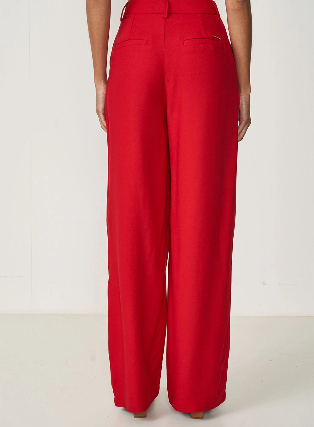 Calça Feminina Alfaiataria Pantalona Vermelho