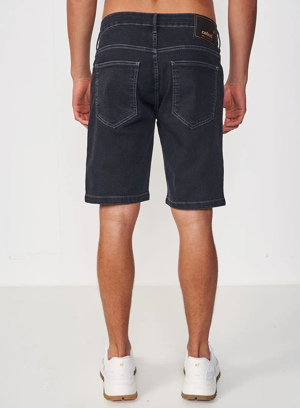 Bermuda Masculina Jeans Reta - Davi Indigo Preto