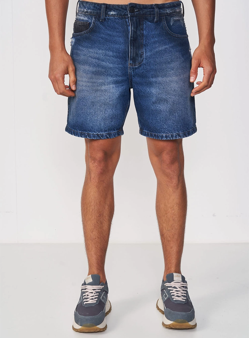 Bermuda Masculina Jeans Reta -  Bona