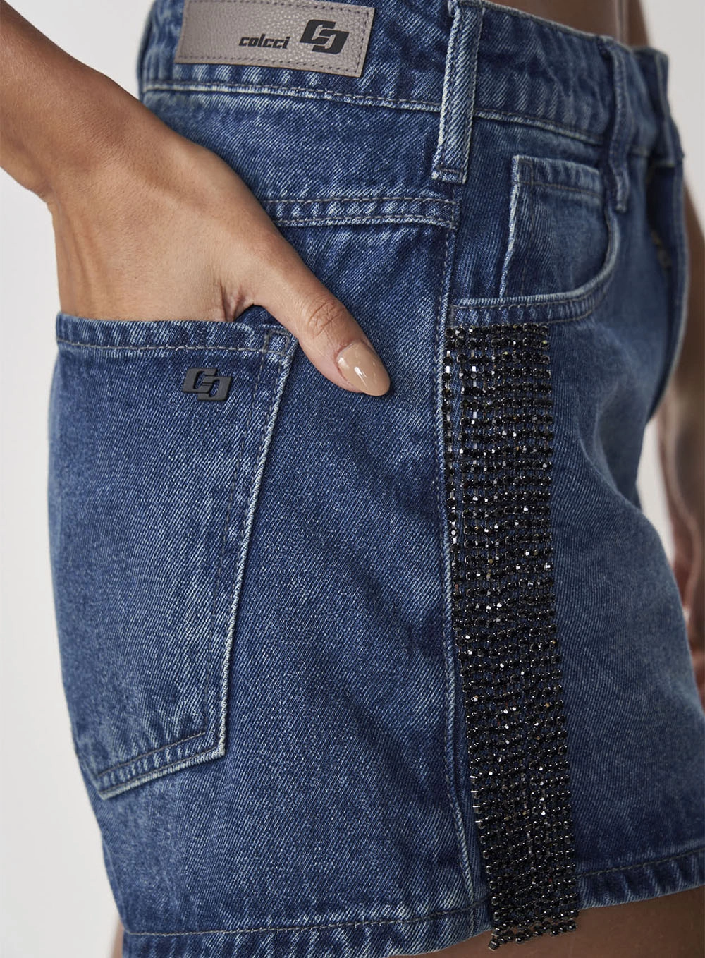 Short Jeans Jade Com Correntes Índigo