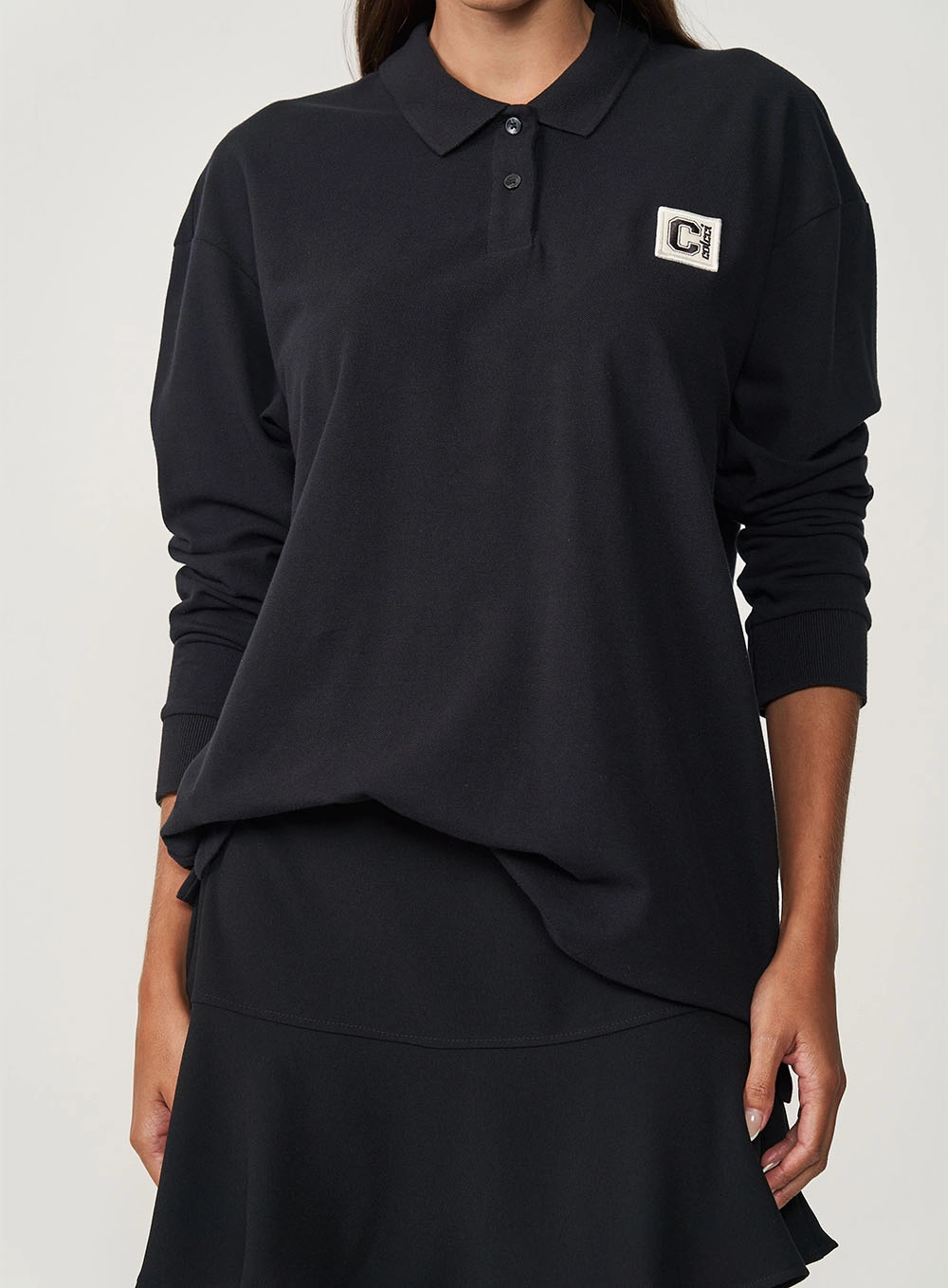 Polo Feminina Alongada Preto