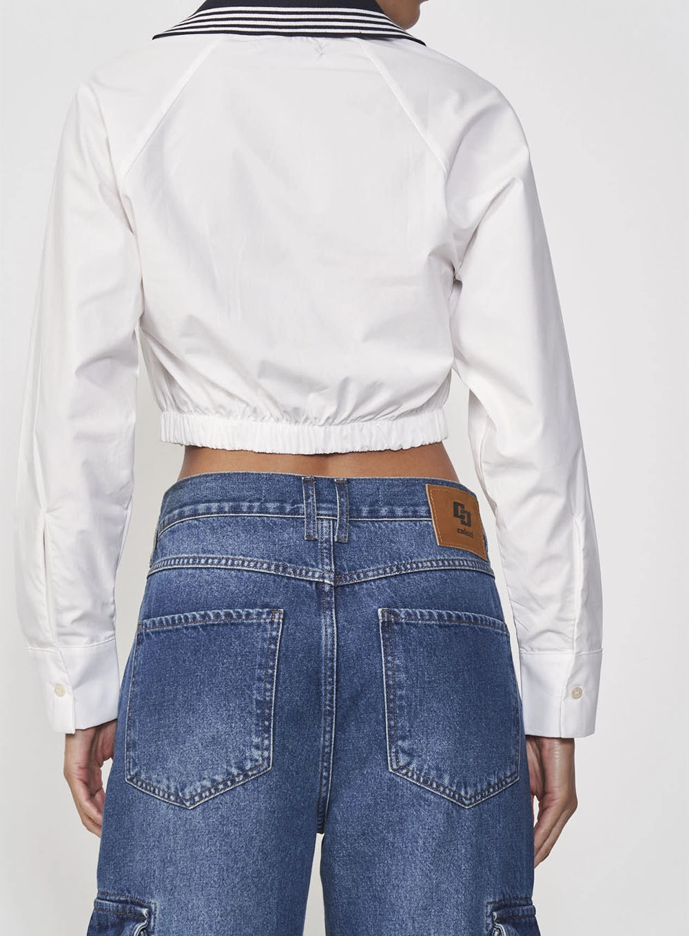 Camisa Feminina Encurtada Manga Longa Off Shell