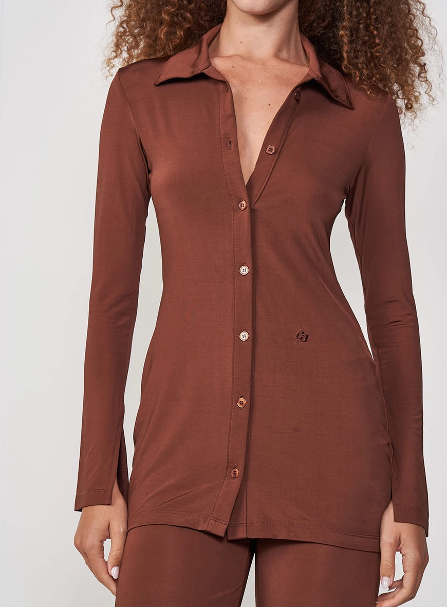 Camisa Feminina Manga Longa Justa