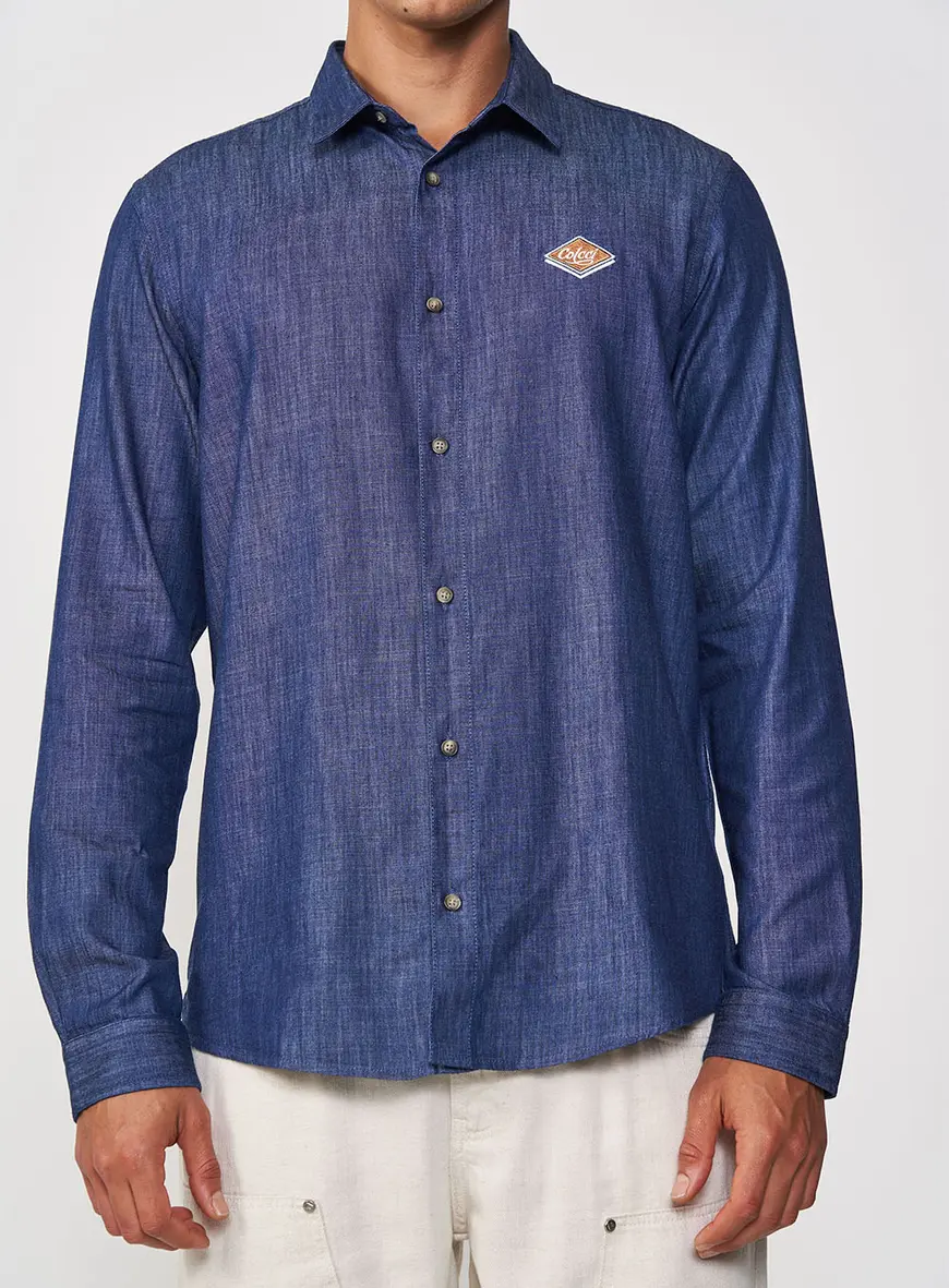 Camisa Masculina Reta Manga Longa Relax