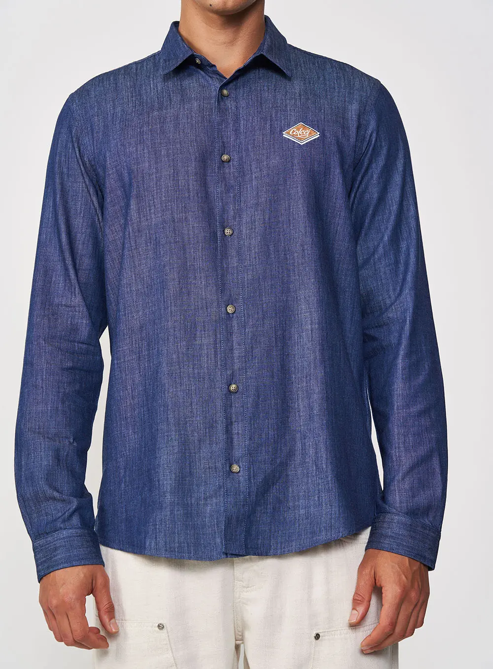 Camisa Masculina Reta Manga Longa Relax Índigo