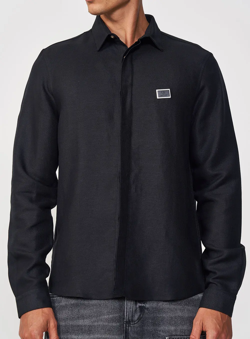 Camisa Masculina Em Linho Manga Longa - Relax Preto