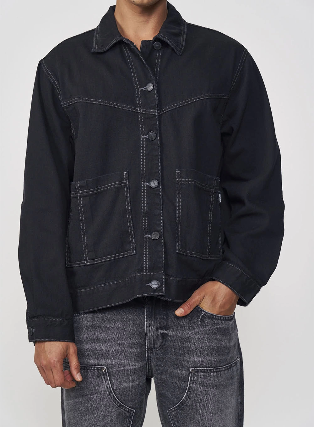 Jaqueta Masculina Jeans Reta Indigo Preto