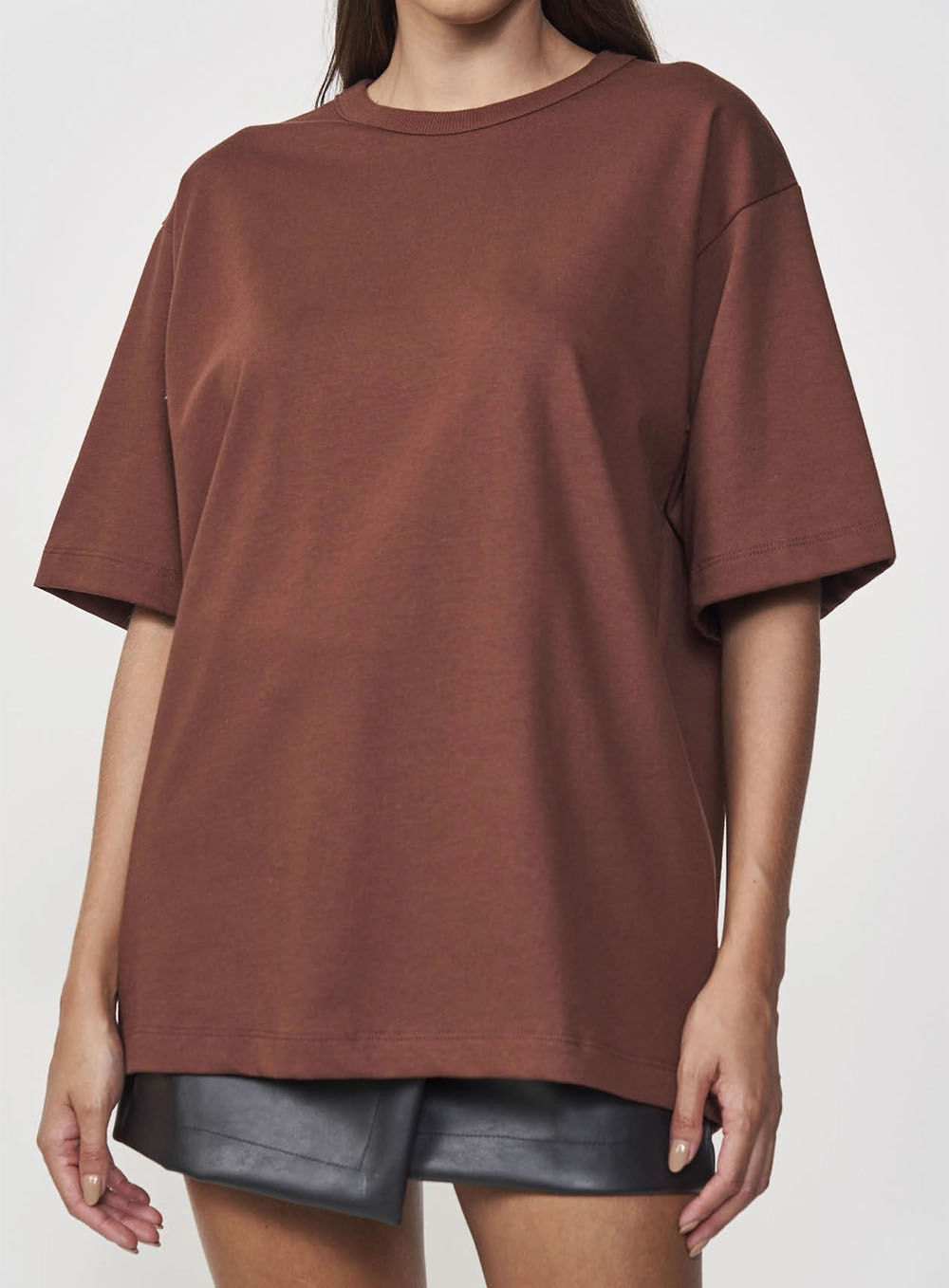 Camiseta Algodão Oversized Essencial Marrom