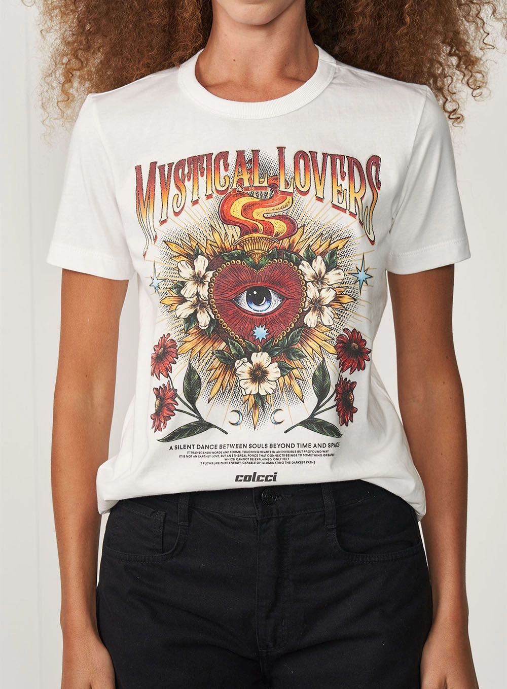 Camiseta Feminina Reta Estampada Manga Curta Off Shell