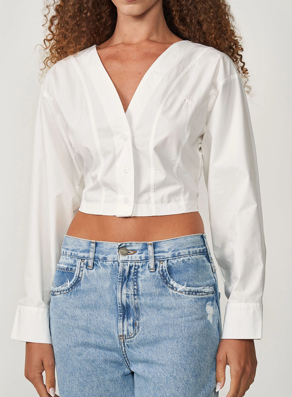 Blusa Encurtada Manga Longa Off Shell