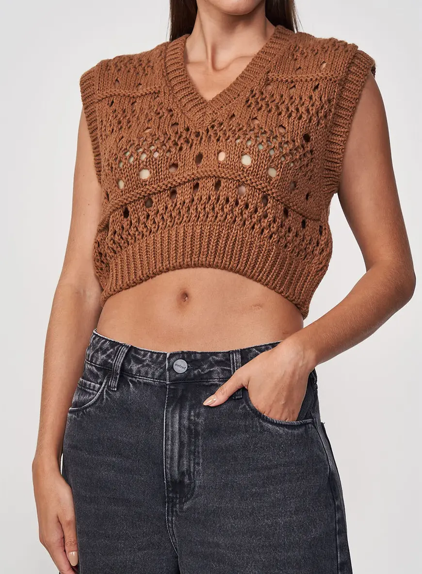 Blusa Cropped Tricô Artesanal