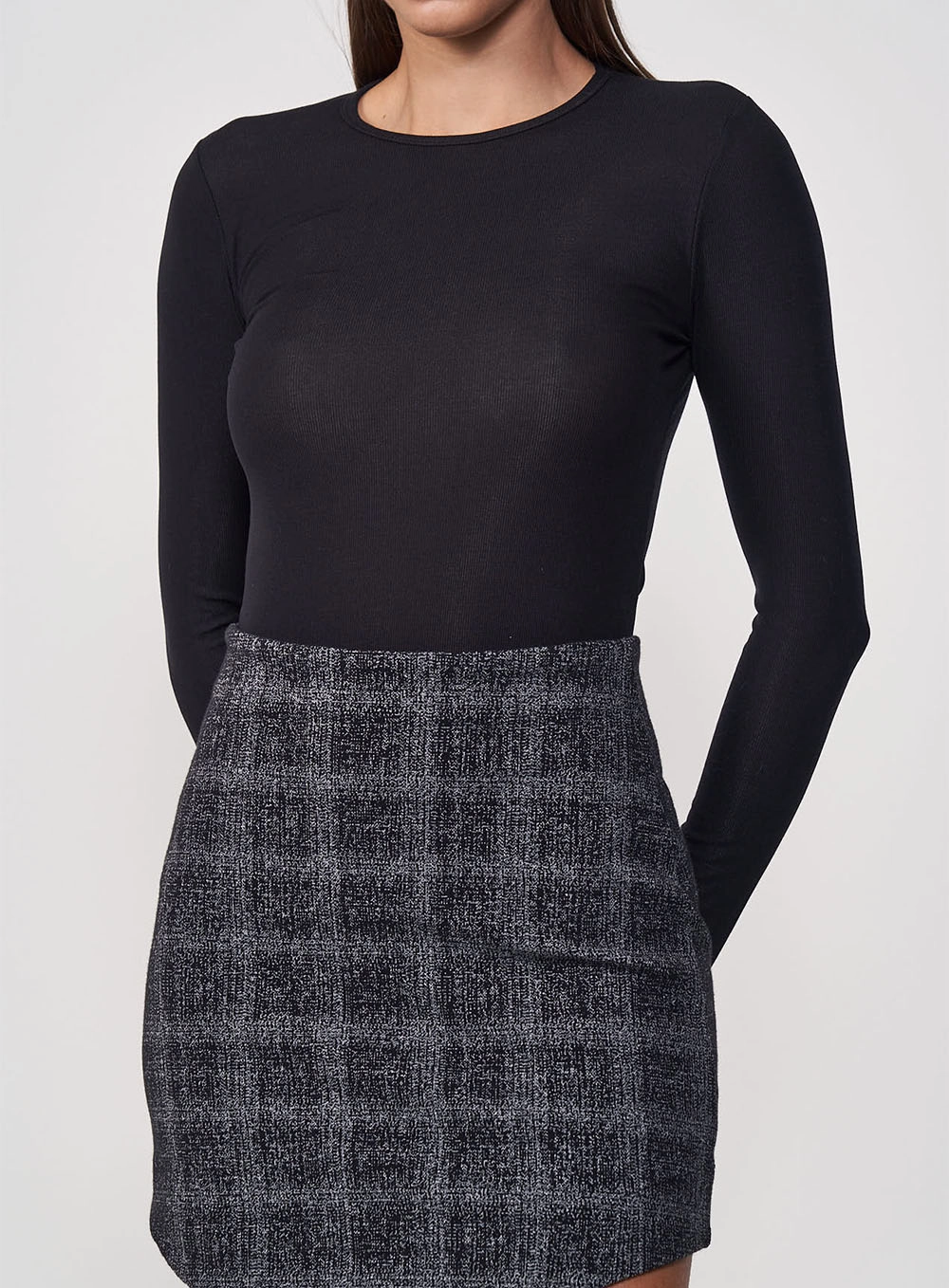 Blusa Slim Manga Longa Preto