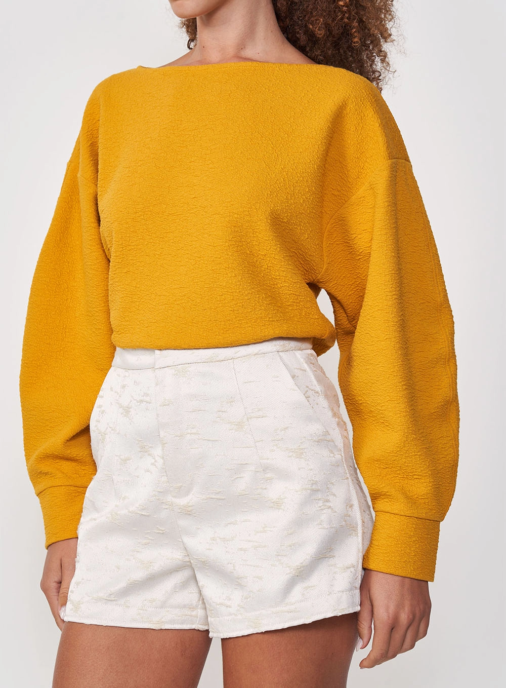 Blusa De Moletom Feminina Comfort Texturizada Amarelo Sunray