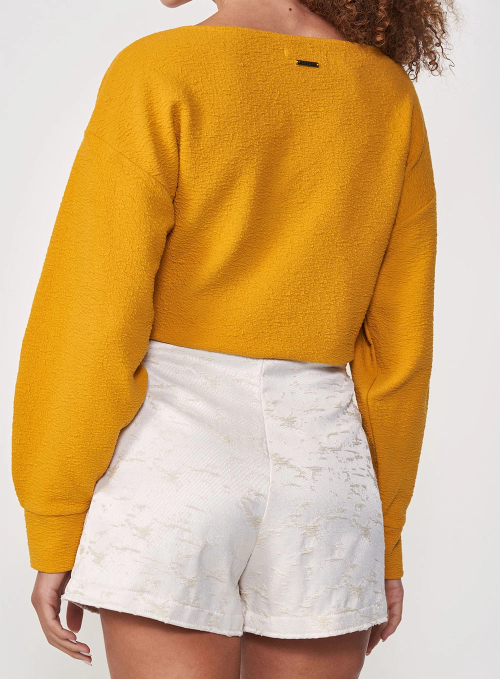 Blusa De Moletom Feminina Comfort Texturizada Amarelo Sunray