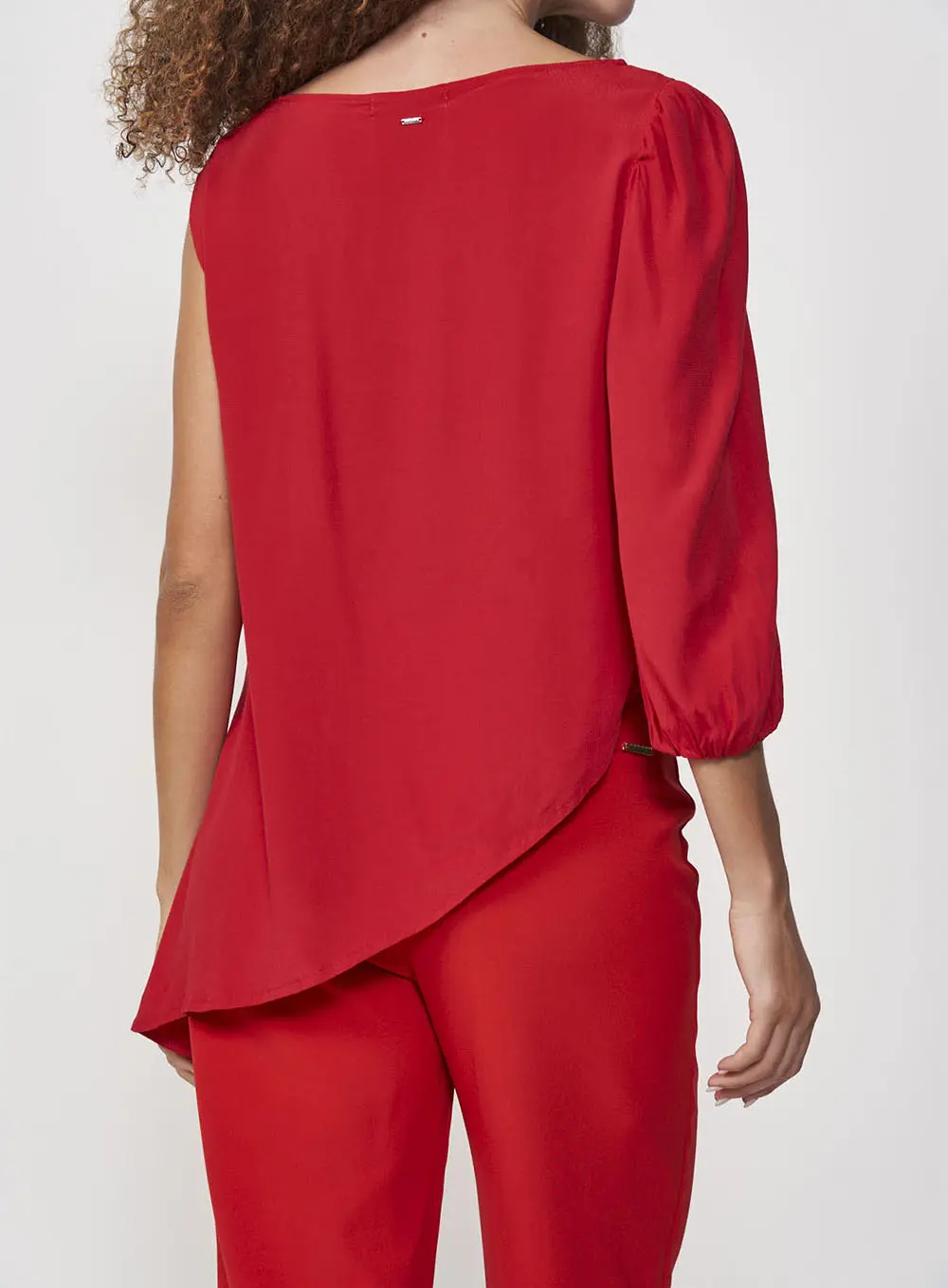 Blusa Feminina Assimétrica De Uma Manga Única Vermelho