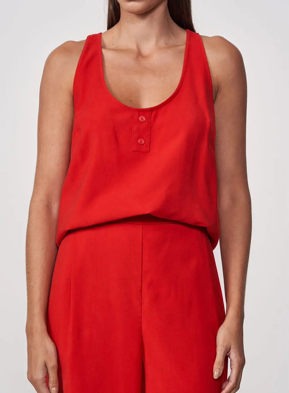 Blusa Regata Com Botões Vermelho