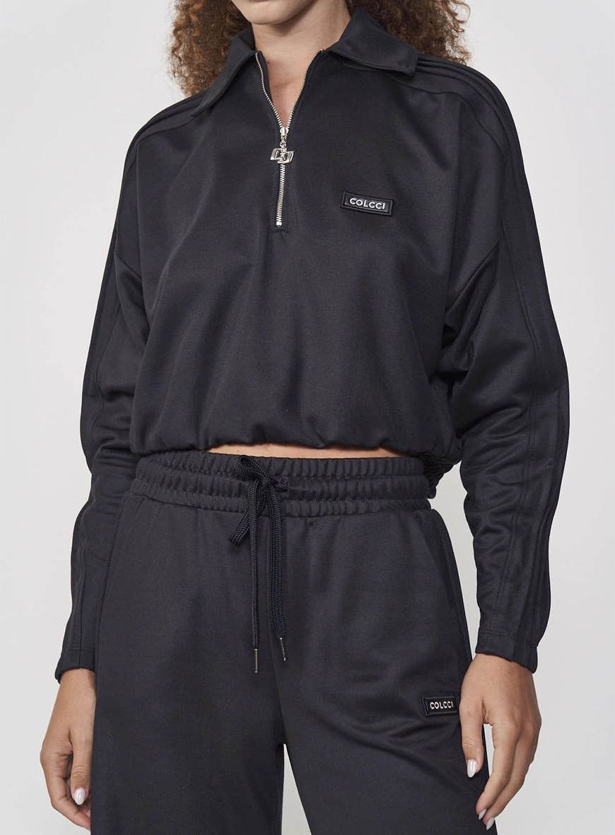 Blusão Feminino Cropped Com Ziper Na Gola