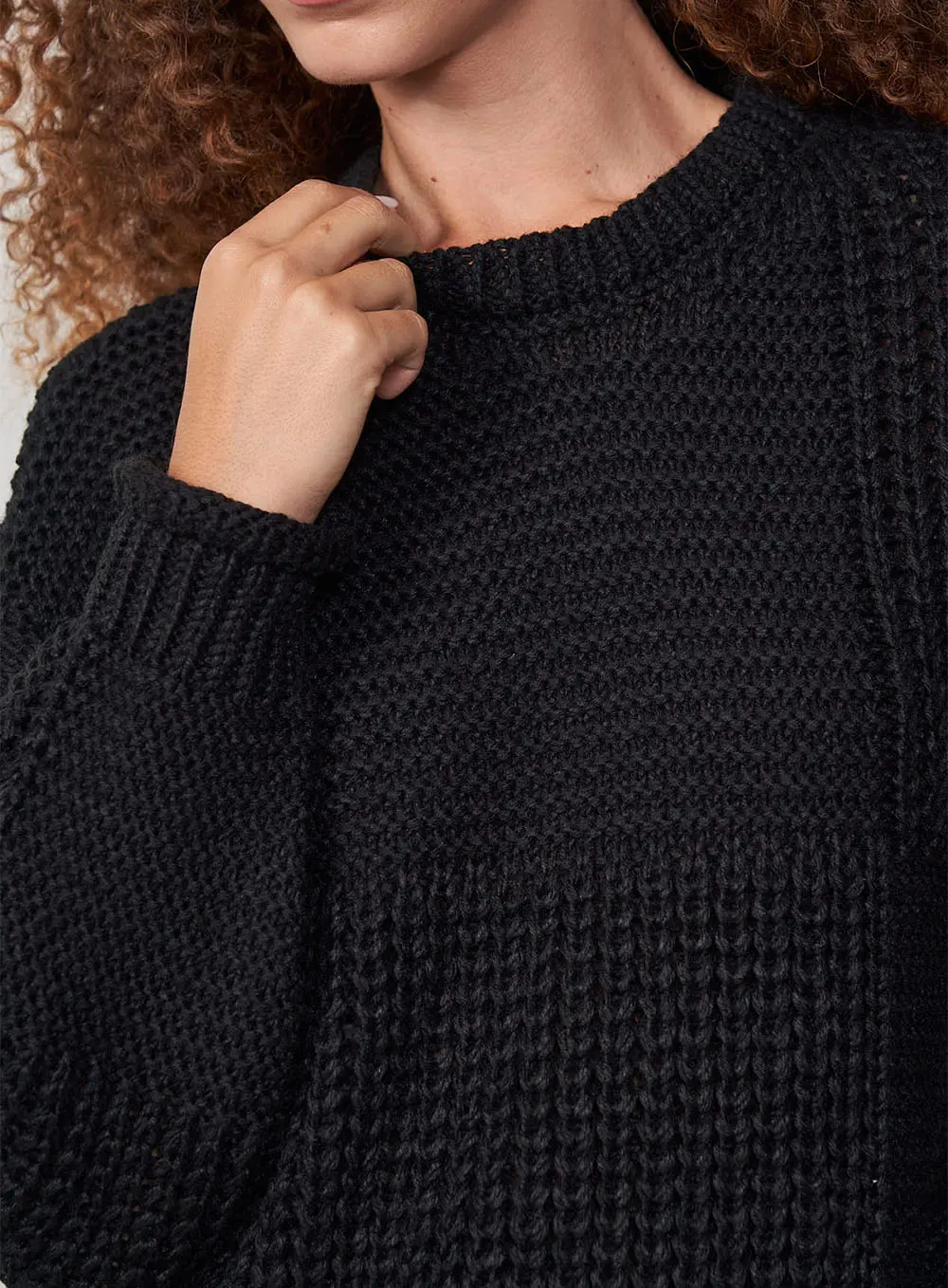 Blusão Feminino Tricô Com Textura Preto