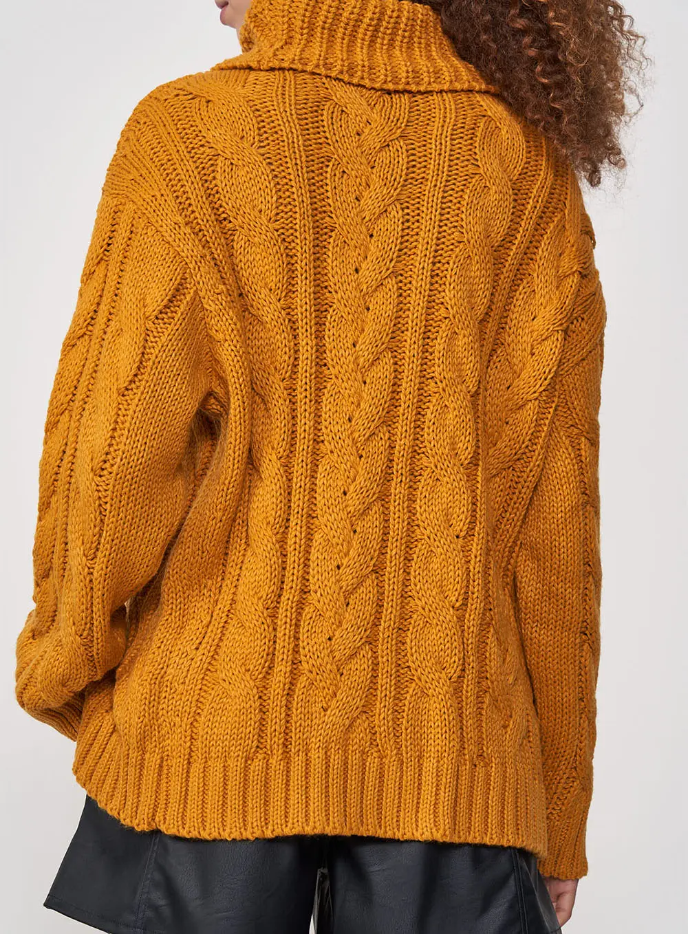 Blusão Feminino Gola Alta Tricô Amarelo Sunray