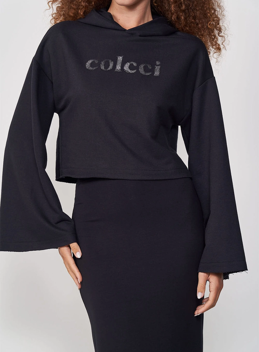 Blusão Moletom Feminino Com Capuz E Manga Sino Colcci