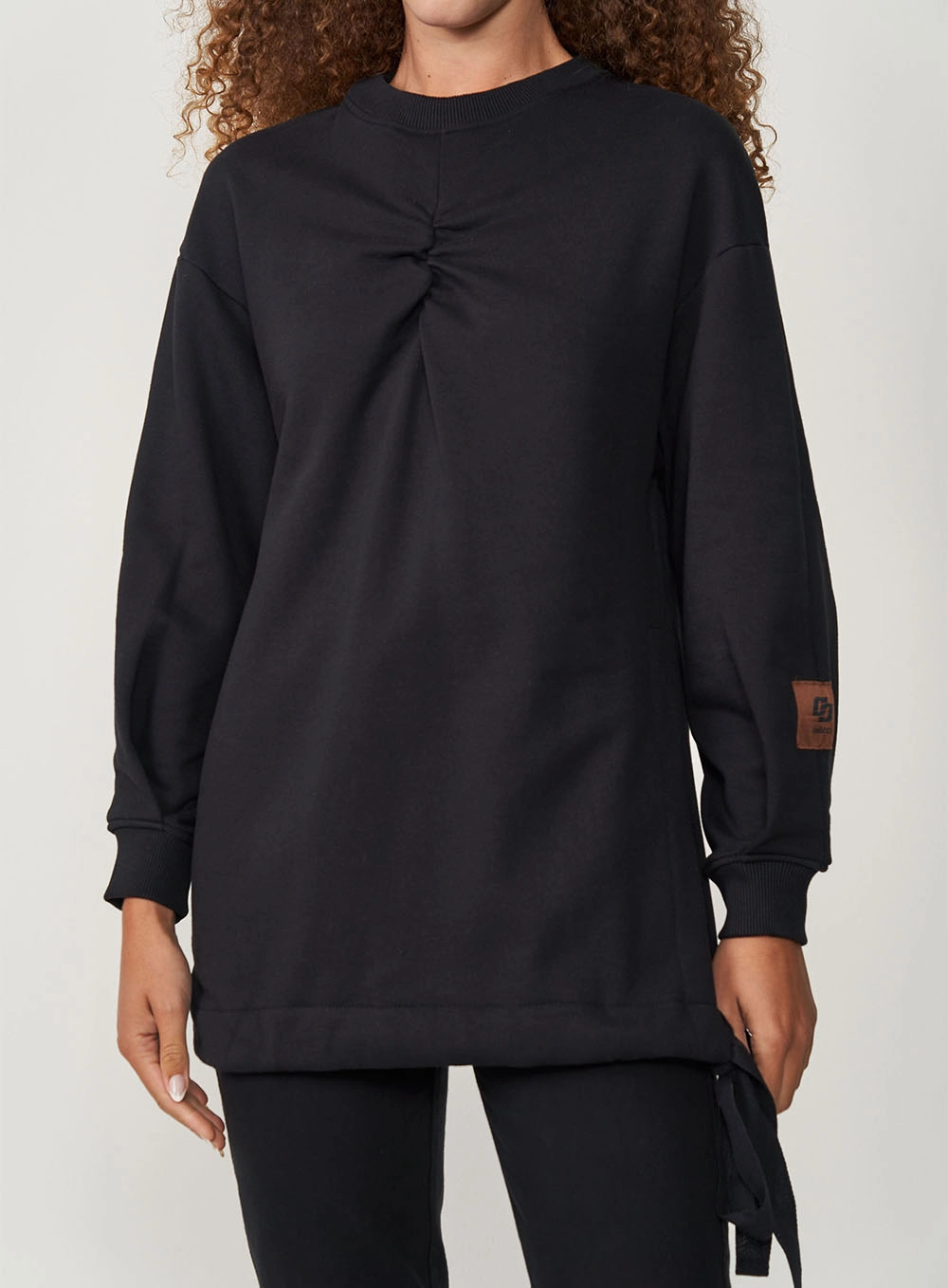 Blusão De Moletom Feminino Com Detalhe Frontal Preto