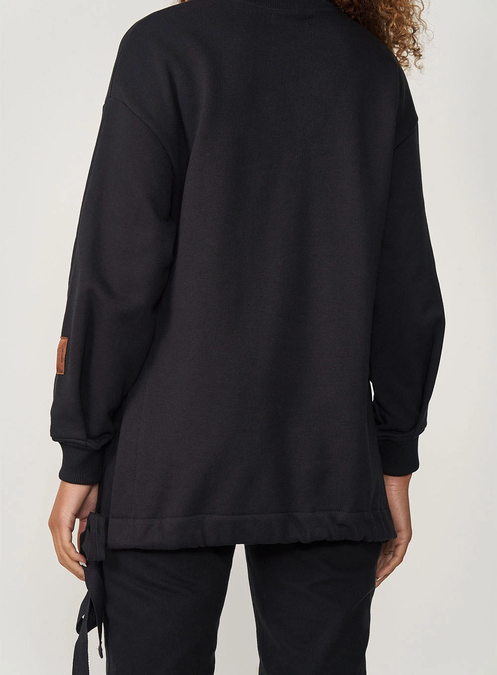 Blusão De Moletom Feminino Com Detalhe Frontal Preto