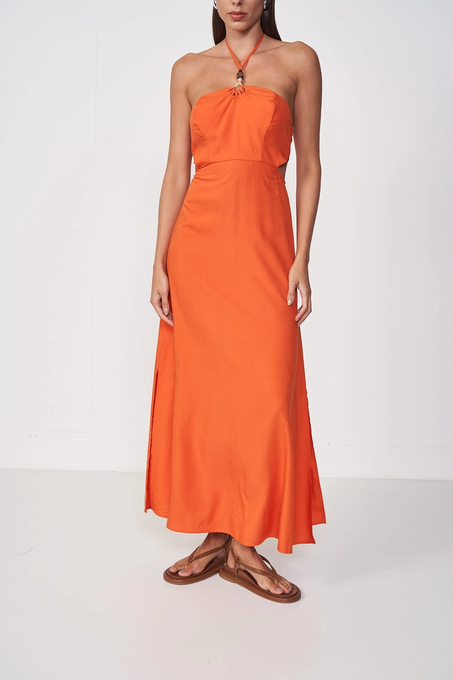 Vestido Longo Slim Laranja