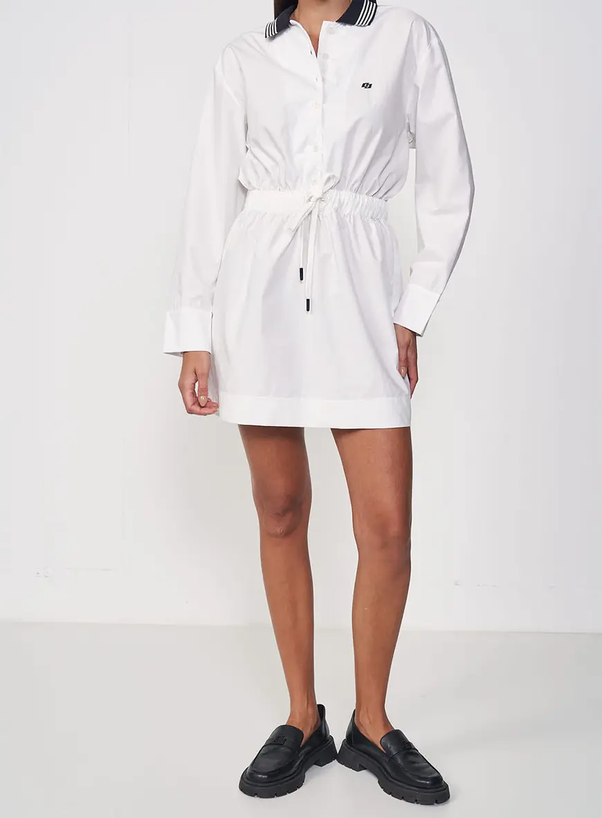 Vestido Acinturado Com Ajuste E Gola Polo
