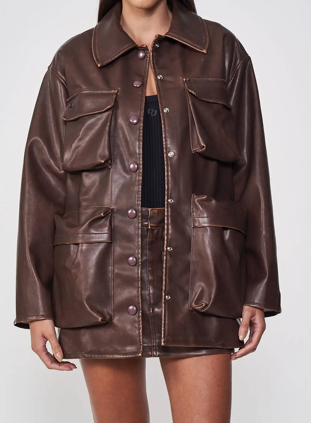Casaco Oversized Cargo Marrom