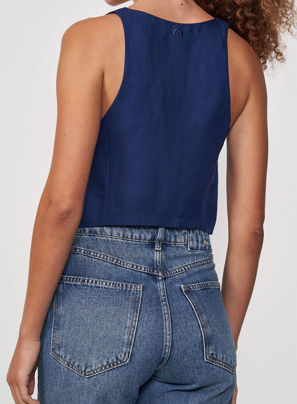 Colete Feminino Em Alfaiataria Azul Darkness