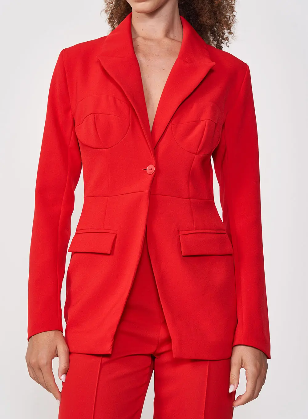 Blazer Feminino Alfaiataria Acinturado Vermelho