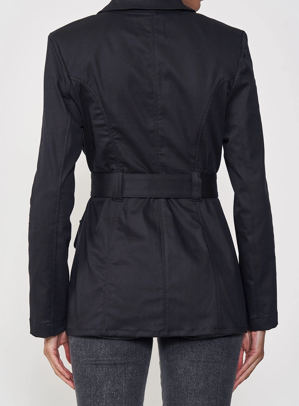 Blazer Feminino Utilitário Com Cinto Preto