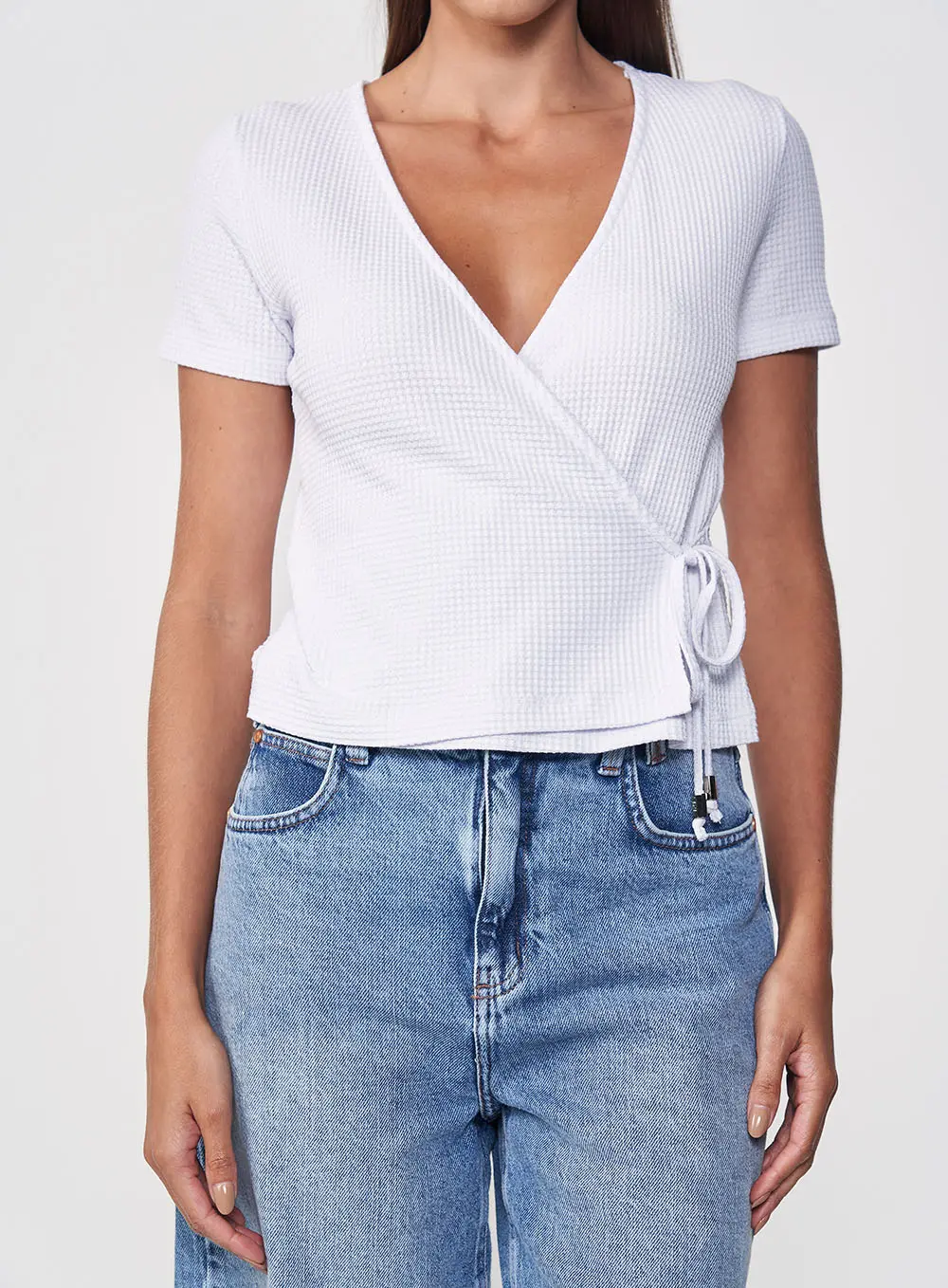 Blusa Comfort Com Transpasse E Amarração Lateral Branco 1