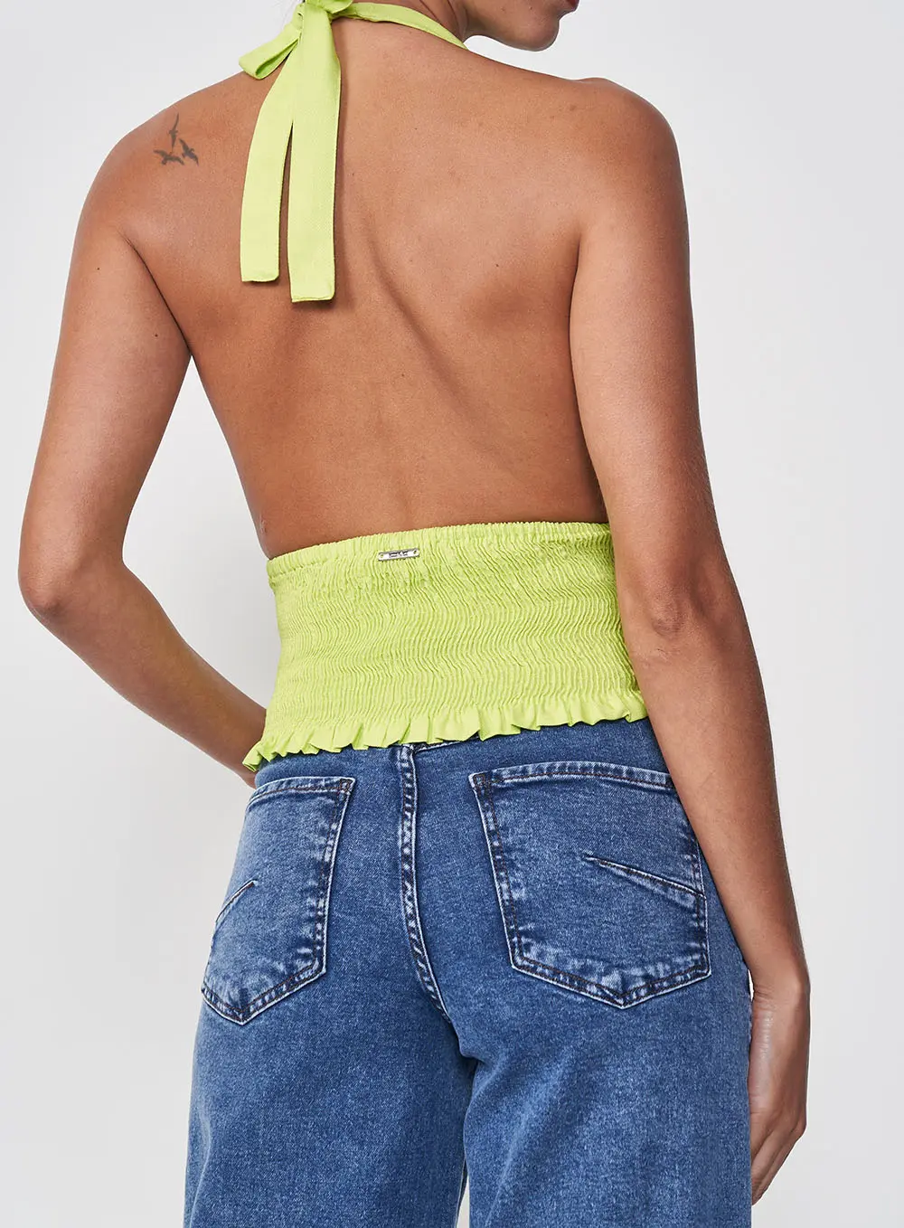 Blusa Feminina Slim Frente Única Lastex Na Cintura Verde 2