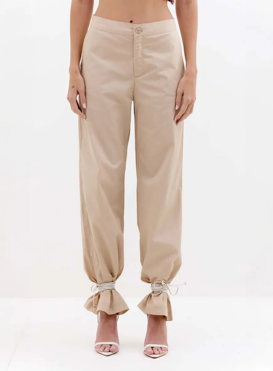 Calça Feminina Alfaiataria Comfort Cós Médio Bege 1