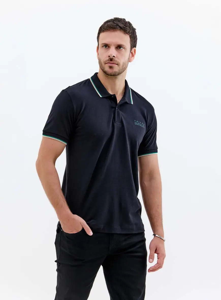 Polo Masculina Fit Com Logo Preto 1