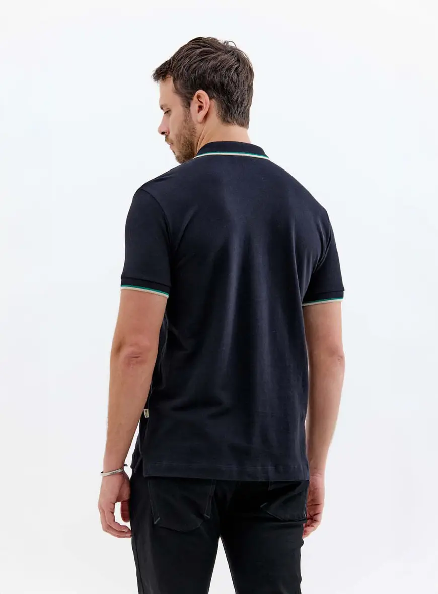 Polo Masculina Fit Com Logo Preto 2