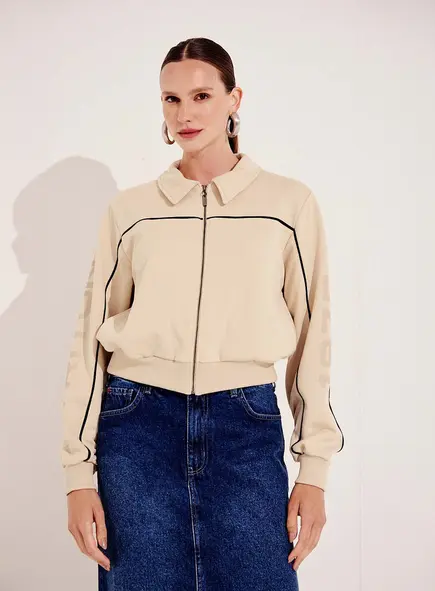 Jaqueta Cropped Oversized Sarja Jaqueta Cropped Oversized