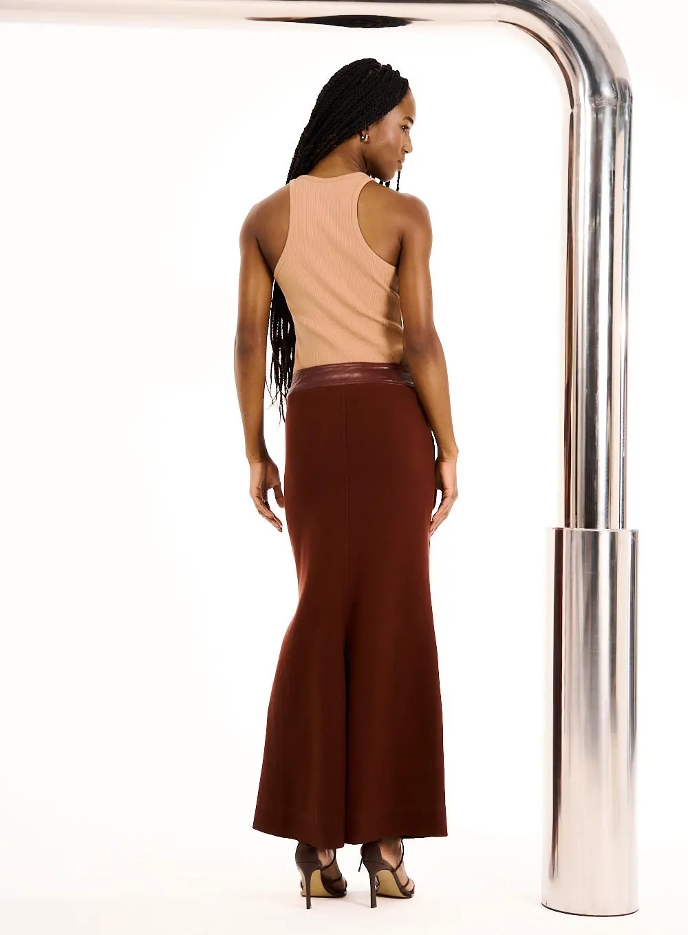Saia Longa Basic Comfort Em Pu Marrom Terracota 2
