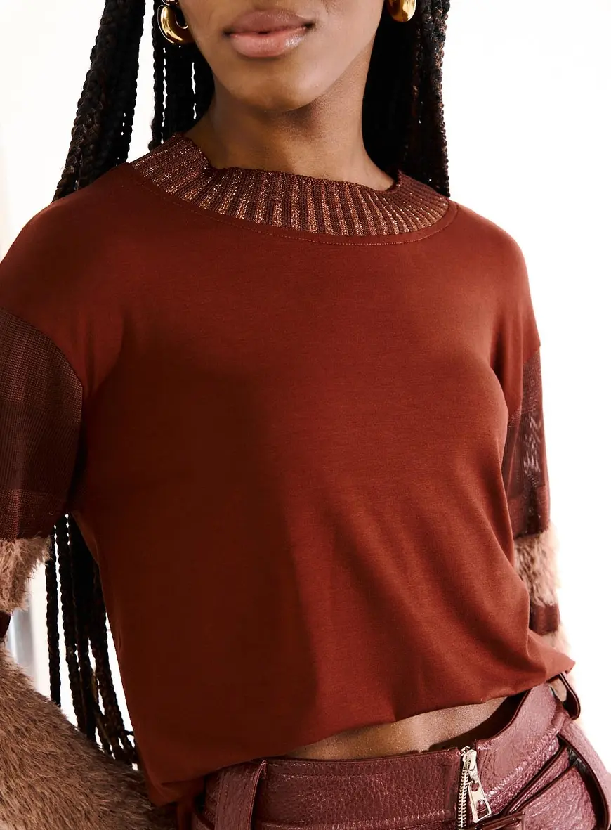 Blusa Feminina Loose Marrom Terracota 2
