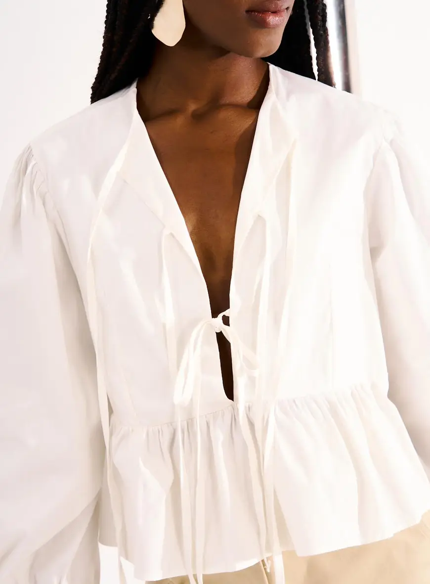 Blusa Feminina Loose Decote V Off Shell 2