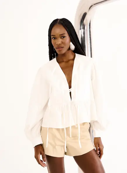 Blusa Feminina Loose Decote V