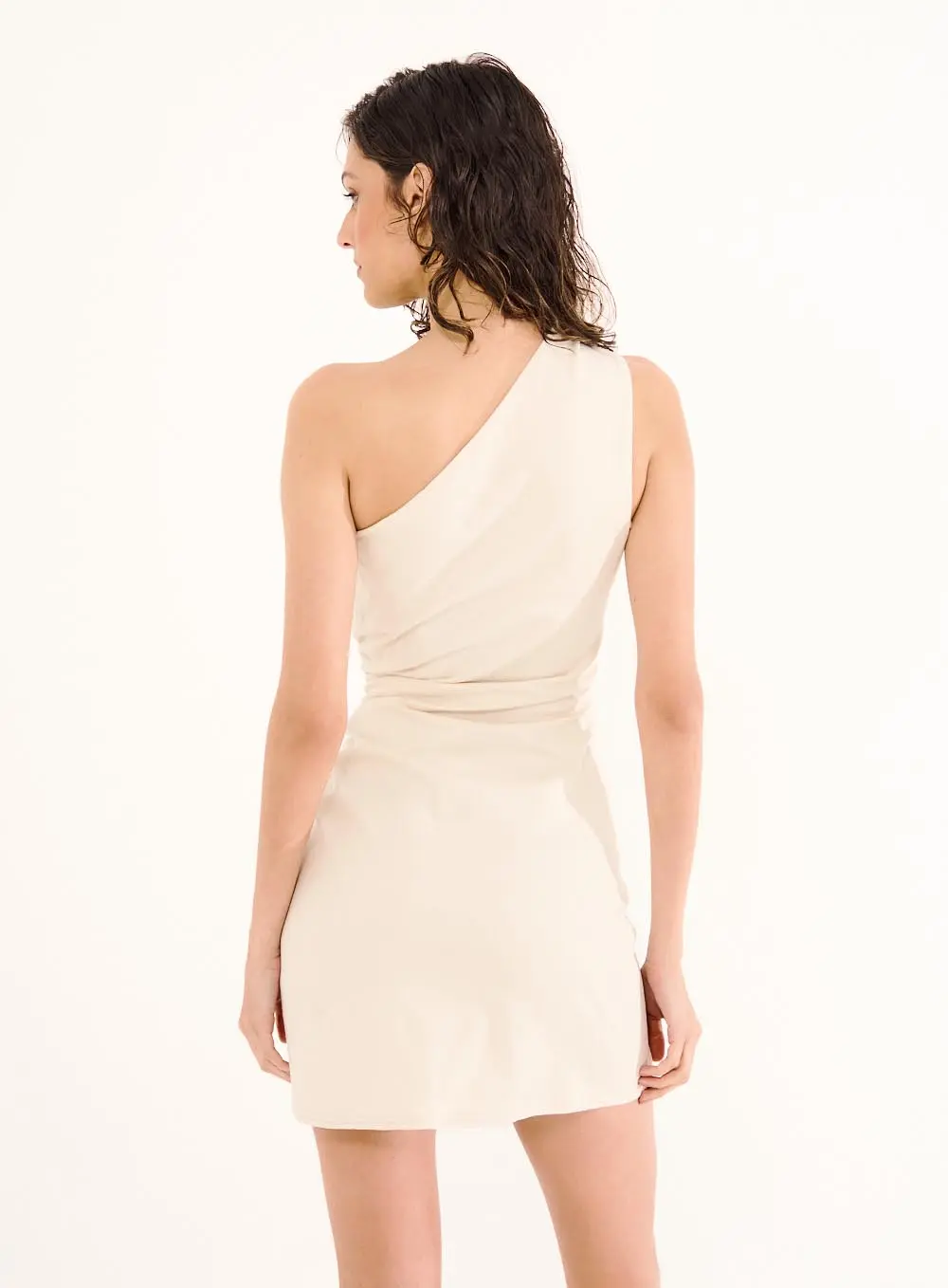 Vestido Ombro Único Bege 3