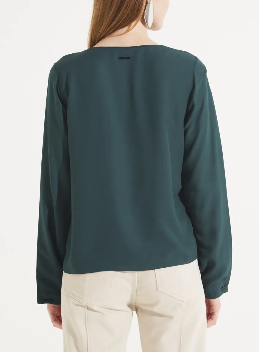 Blusa Feminina Fluida Decote Canoa Verde