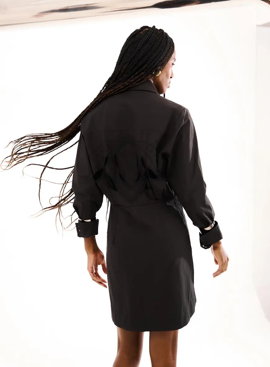 Vestido Chemise Com Detalhe Nas Costas Preto 2
