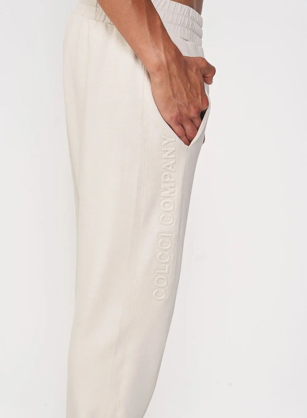 Calça Masculina Jogger Comfort Cós Com Elástico Bege