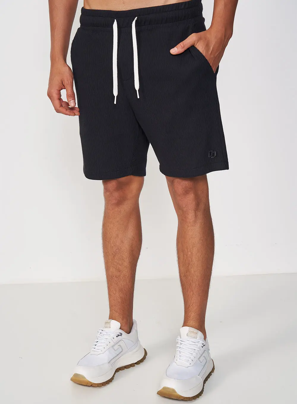 Bermuda Masculina Comfort Cós Elástico E Amarração Preto